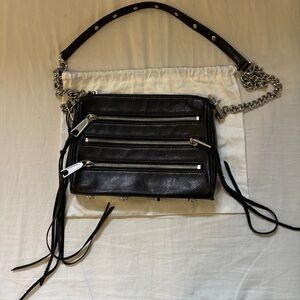 Rebecca Minkoff Black Leather Crossbody Bag with Silver Accents NWT